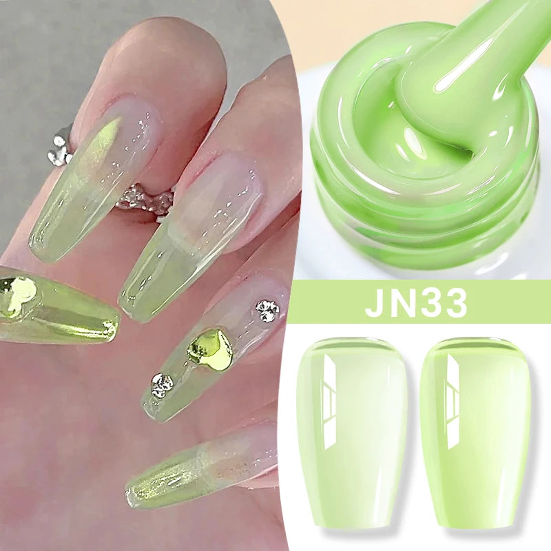 BORN PRETTY Jelly Nude Gel Nail Polish 10ml Light Pink Peach Translucent Color UV Light Cure Gel Varnish Nail Art DIY at Home - Acros