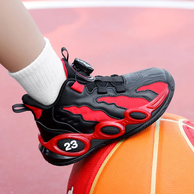 Ansoff kids' high-top fashion basketball shoes, casual PU leather sports trainers for boys and girls, comfortable gym footwear