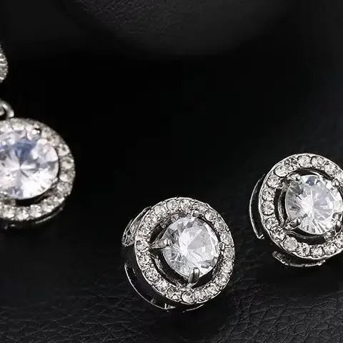 Fashion Charming Zircon Crystal Necklaces Bracelet Earrings Bridal Wedding 3PC Sets Exquisite Elegant Women Jewelry Set