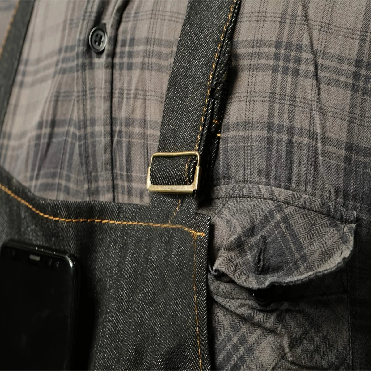 Ansoff lightweight denim jean tool apron with multiple pockets, waterproof waxed canvas, adjustable for men and women, ideal for work.