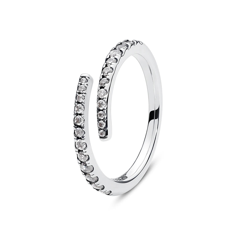Sterling silver engagement ring with rose gold crown and heart design, featuring crystal accents, by Ansoff.
