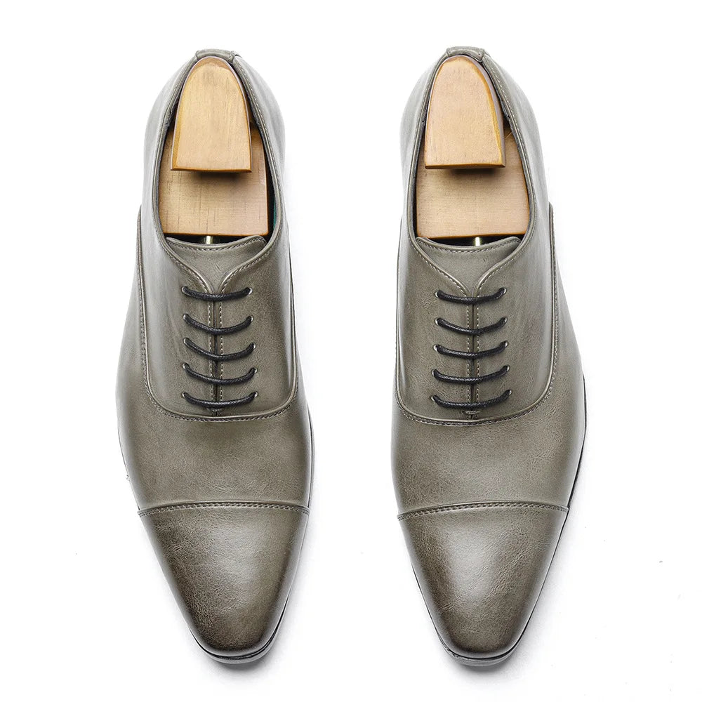 Designer Brand Leather Shoes for Men Wedding Dress Shoe Lace up Casual Business Oxfords Pointed Toe Office Formal Shoes for Man