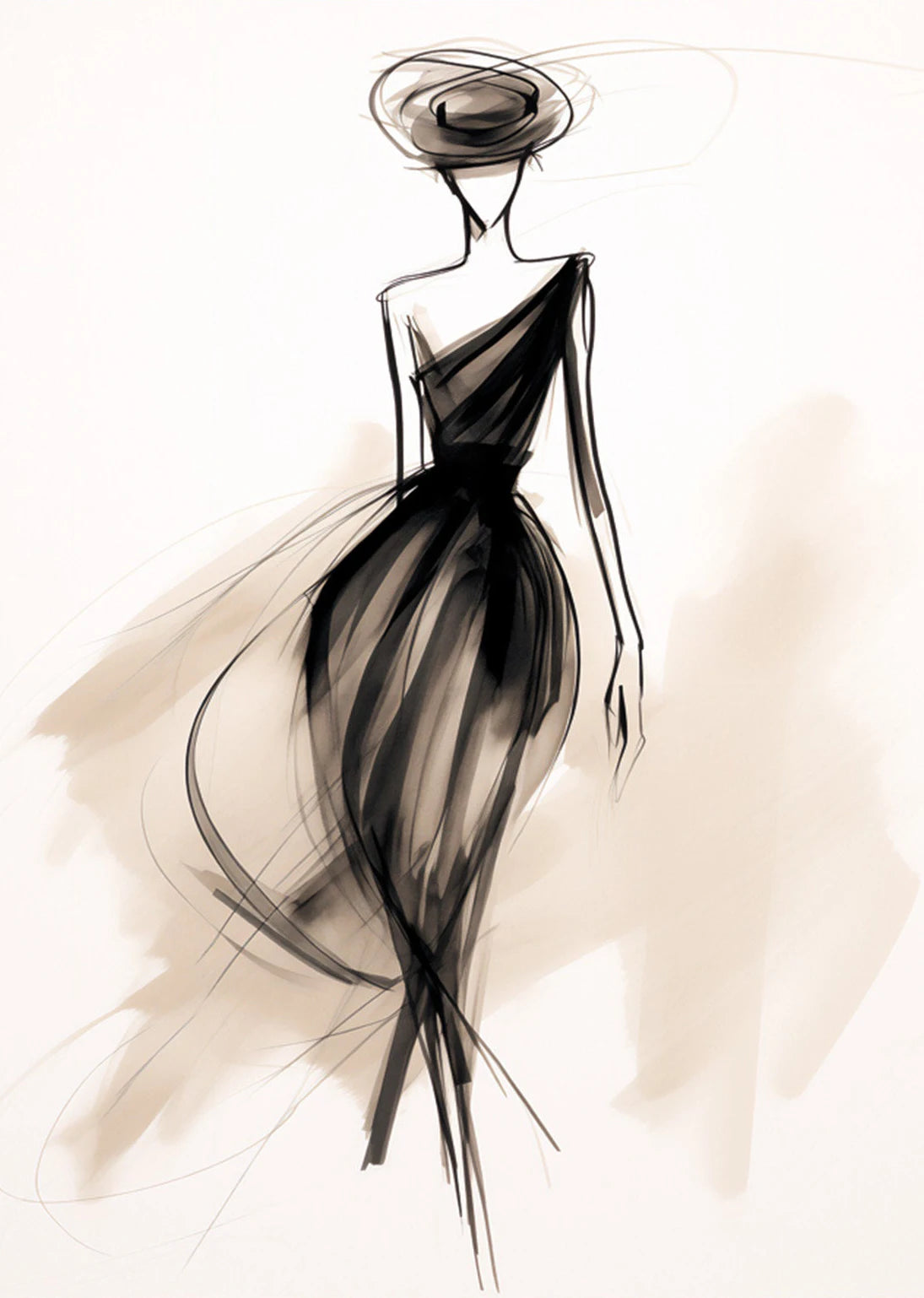 Fashion Design Sketch Abstract Woman Line Drawing Poster Print Canvas Painting Wall Art Picture for Living Room Home Decor Gift