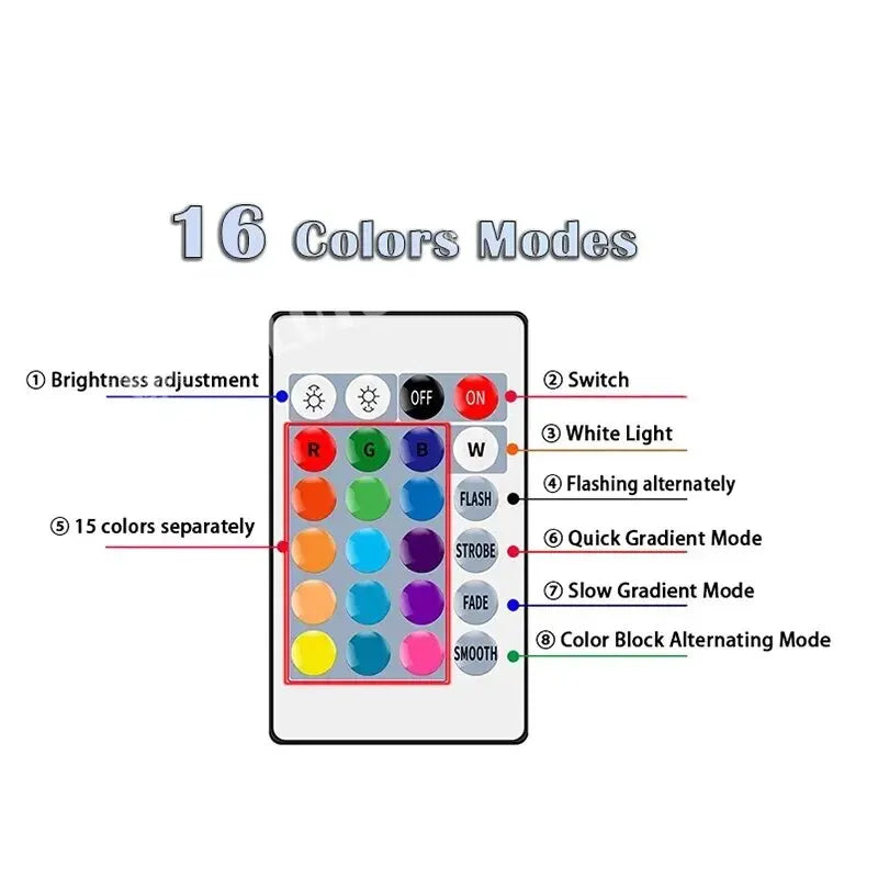 16 Colors RGB Bulb LED Multicolor Bulb E27 220V Household Lighting Dimmable 24 Key Remote Control Smart Lamp Atmosphere Light - Acros