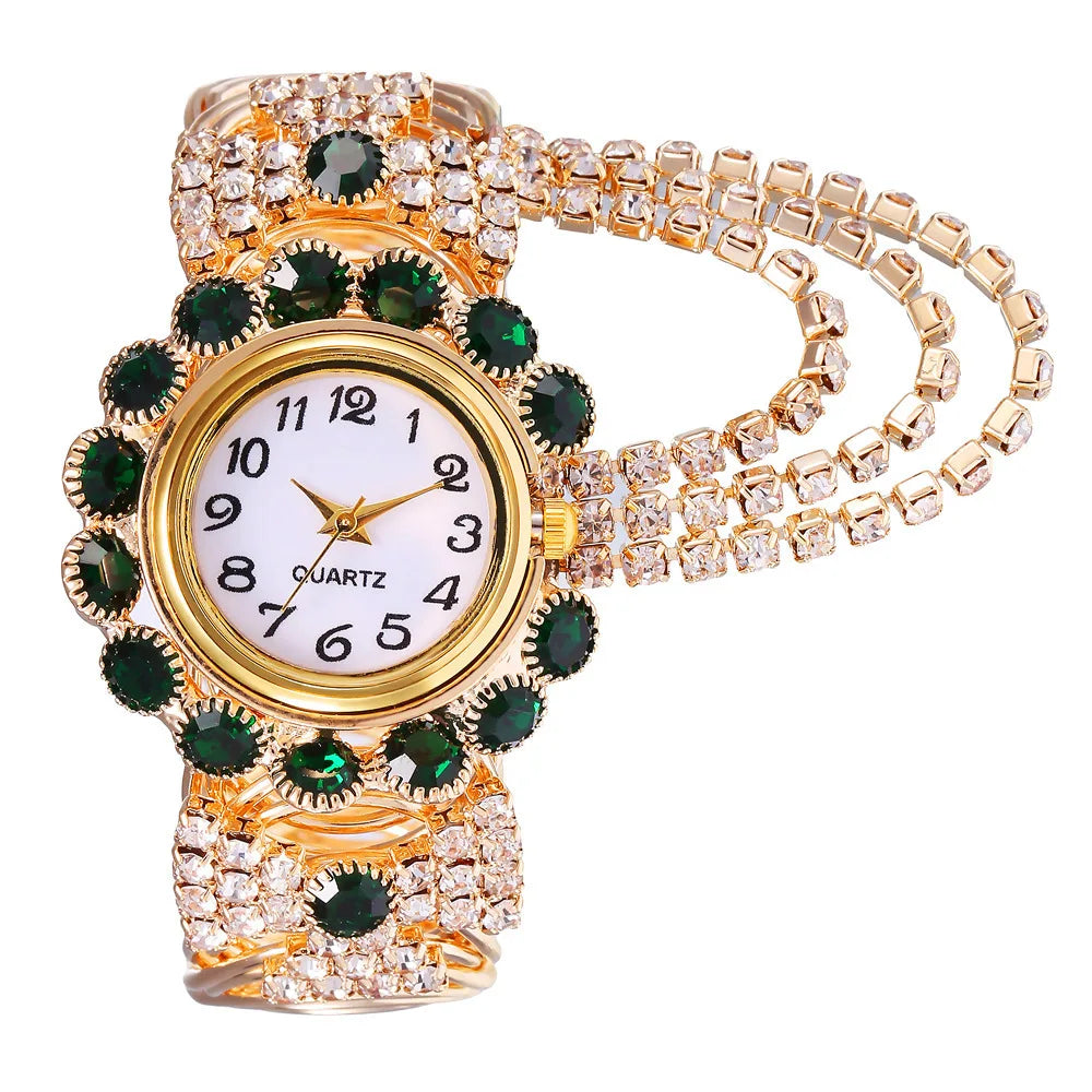 Luxury Women Quartz Wristwatch Fashion Ladies Watches Diamond Rhinestone Alloy Steel Strap Clock Waterproof