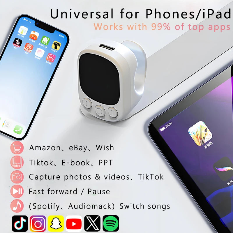 Mouse Ring Remote Control with Touchpad,Smart Automatic Screen Clicker Device，Continuous Clicker，Scrolling Ring Remote Control S - Acros