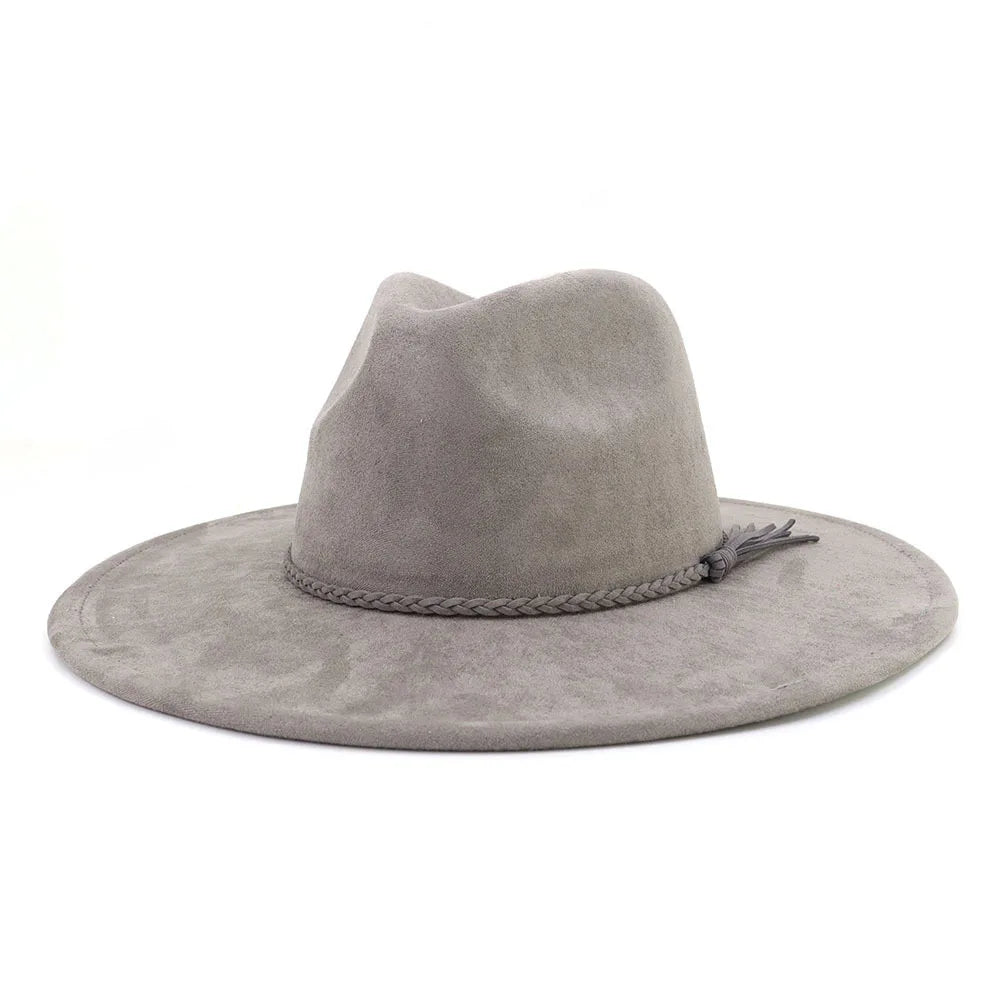 Ansoff Malachite Green suede fedora hat with wide brim, suitable for men and women, stylish autumn winter felt hat.