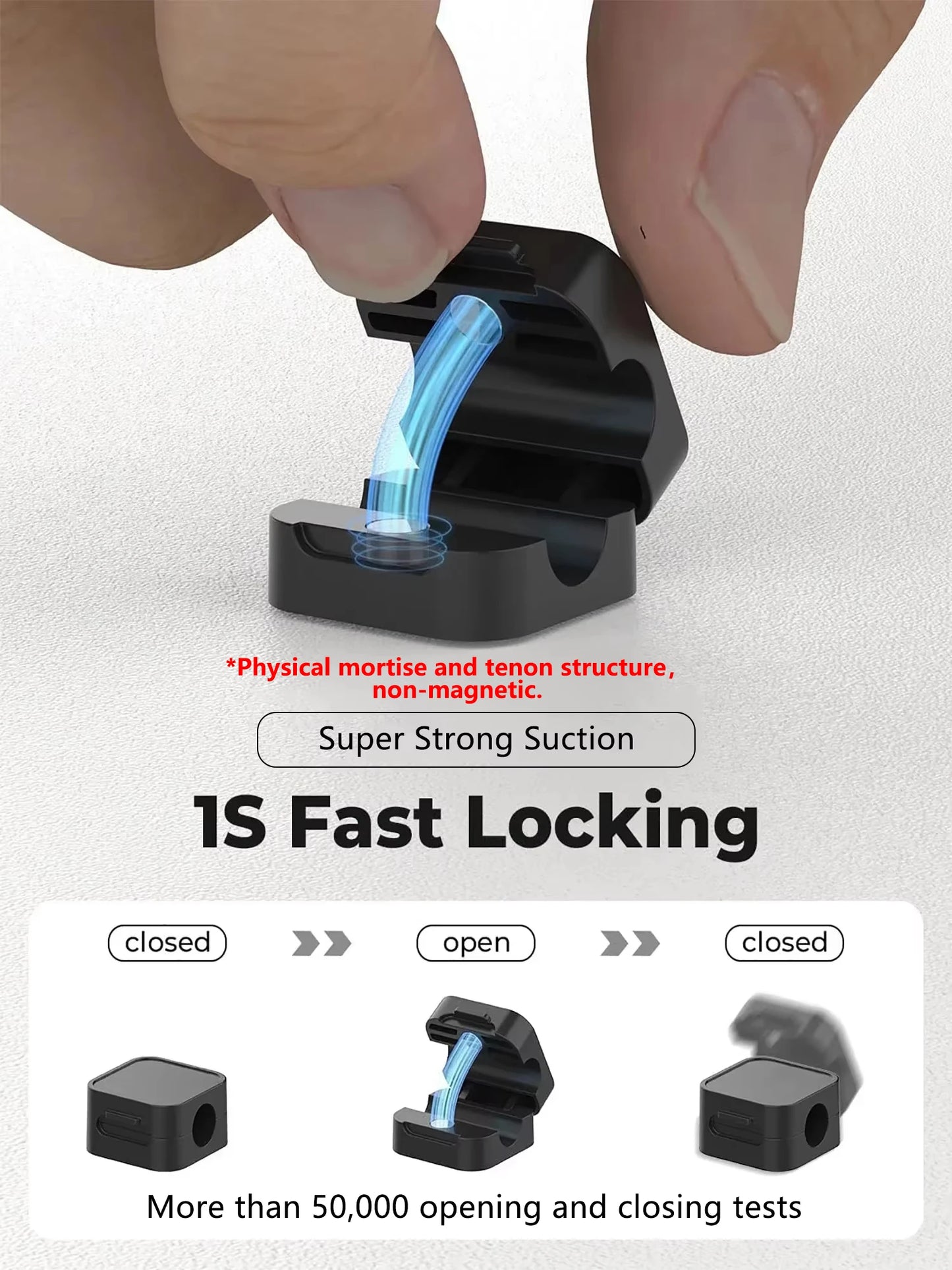 Non-magnetic Strong Cable Clips Adjustable Cord Holder | Adhesive Under Desk Mgmt Organizer for Home Office Car Wall Desktop