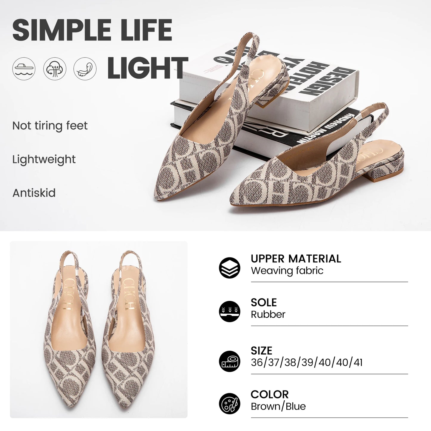 Classic Style Fashion Women's Heeled Single Shoes Wear Comfortable Letter Print Design Retro Versatile - Acros