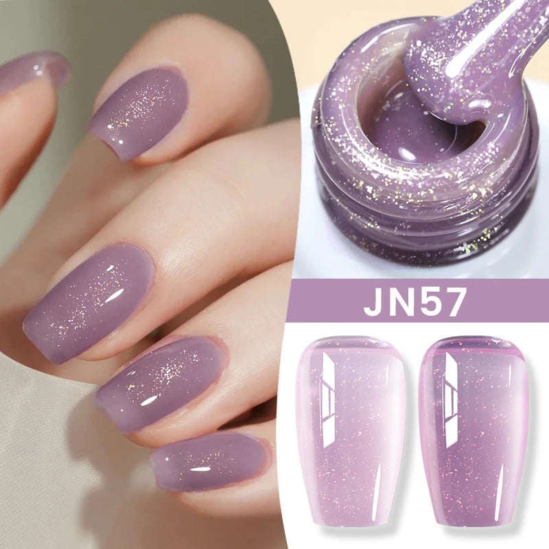 BORN PRETTY Jelly Nude Gel Nail Polish 10ml Light Pink Peach Translucent Color UV Light Cure Gel Varnish Nail Art DIY at Home - Acros