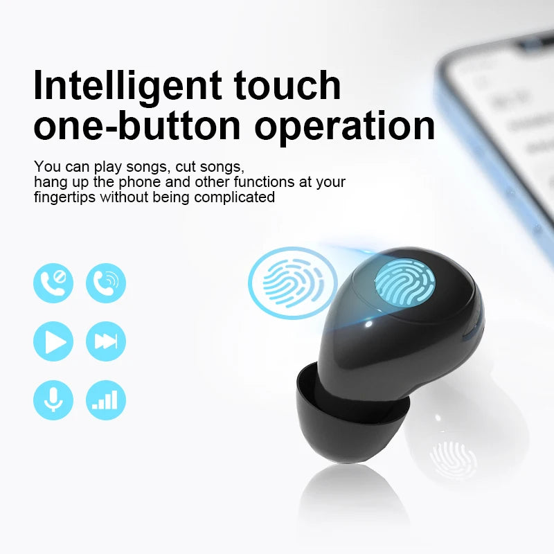 Ansoff Invisible TWS Mini Earphones with Bluetooth 5.3, in-ear design, microphone, noise reduction, wireless earbuds for phone use