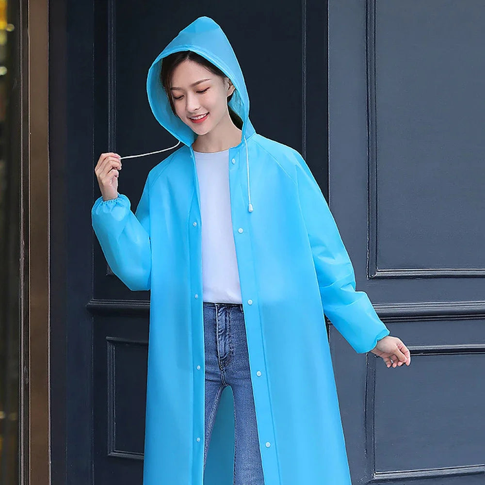 1PCS High Quality EVA Unisex Raincoat Thickened Waterproof Rain Coat Women Men Black Camping Waterproof Rainwear Suit