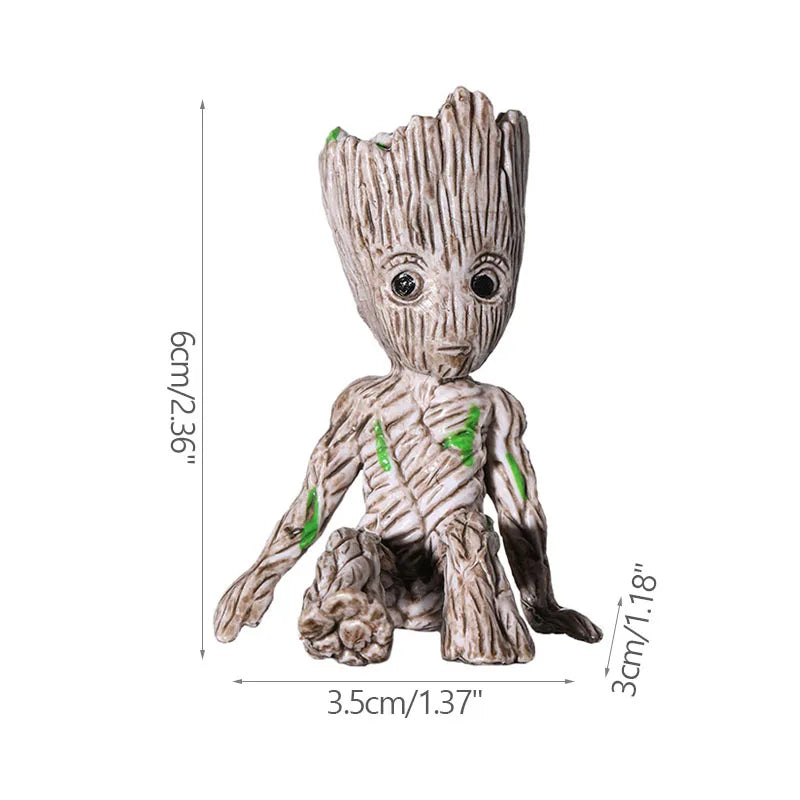 Miniature Groot figurine from Ansoff, 5cm tall, for home decor and office desktop display, featuring cartoon style and tree-themed design.