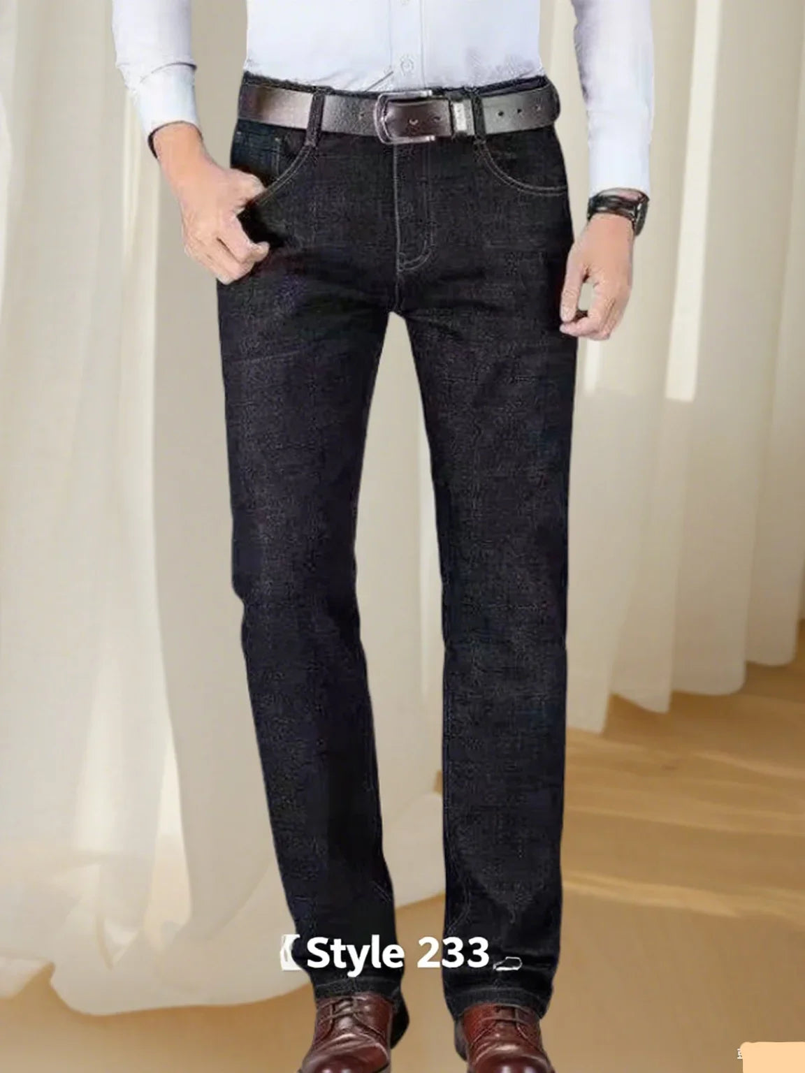 2025New JEAN Business Men's Jeans Casual Straight Fashion Classic Blue Black Work Denim Trousers Male Brand Clothing