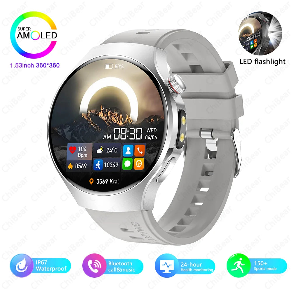 2025 Watch 5 PRO Smart Watch Men LED Flashlight 150+Sports Fitness Track Heart Rate Bluetooth Call Smartwatch Man Watch 5 PRO