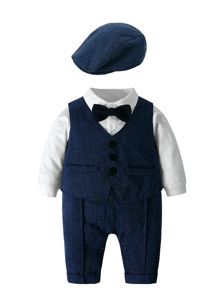 England Style Baby Boy Clothes Cotton Long Sleeve Children's Top and Bottom Hat Vest 4 Pcs Autumn Children's Clothing 1-3 Years