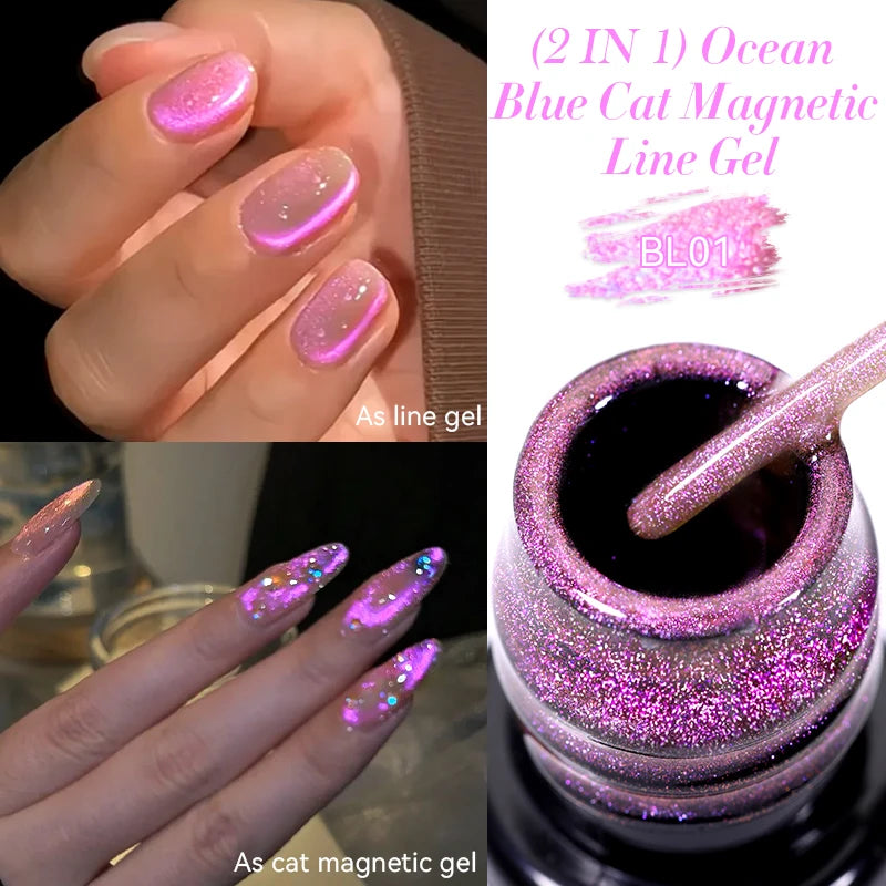 LILYCUTE 5ML Champagne Gold Reflective Glitter Liner Gel Nail Polish Bright Sparkling French Semi Permanent Nail Painting UV Gel