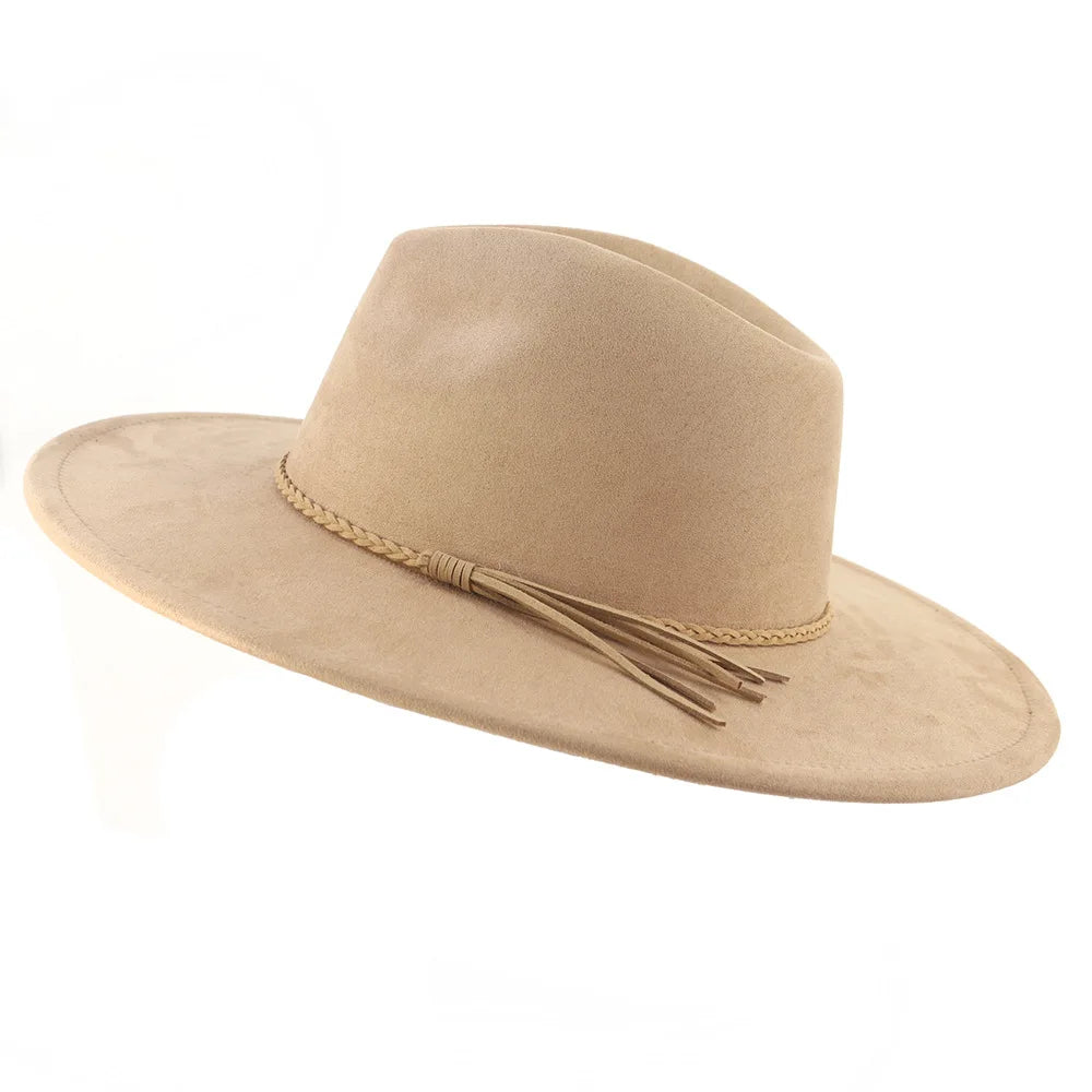 Ansoff Malachite Green suede fedora hat with wide brim, suitable for men and women, autumn winter felt fashion accessory.