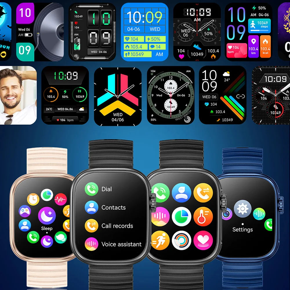 Ansoff men's smartwatch with flashlight, body temperature monitor, Bluetooth calling, fitness features, waterproof design, display screen