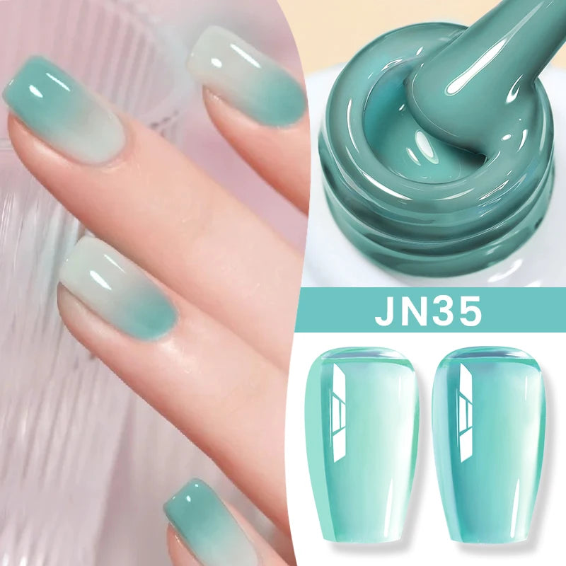 BORN PRETTY Jelly Nude Gel Nail Polish 10ml Light Pink Peach Translucent Color UV Light Cure Gel Varnish Nail Art DIY at Home - Acros