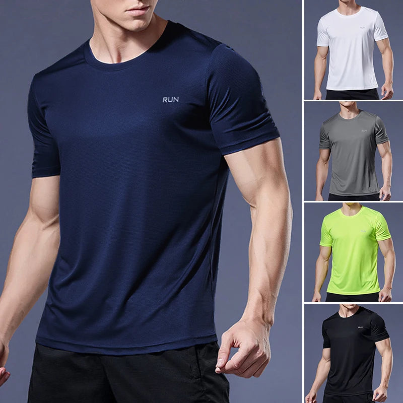 Men's Ansoff running shirt with quick-dry fabric, athletic fit, and breathable compression design for sports and gym workouts.