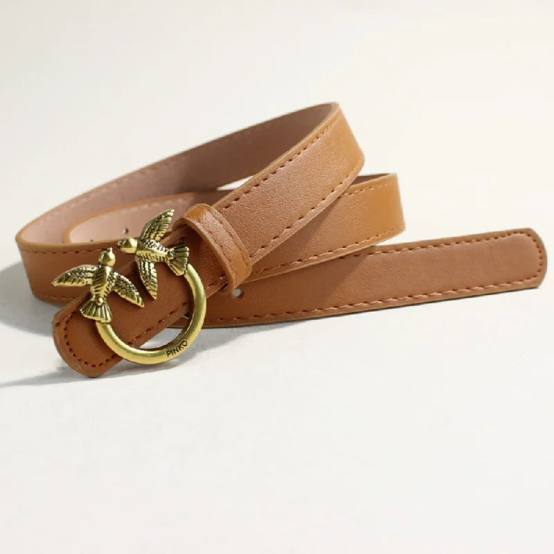 Fashionable women's leather belts from Ansoff, showcasing 26 trendy European and American casual belt models with unique designs.