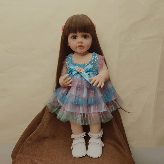 Lifelike Reborn baby doll Betty, 55cm silicone vinyl girl with cute princess toddler look, ideal for birthday or Christmas gift.