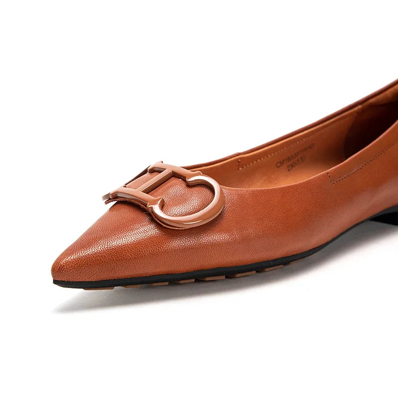 Ansoff women's pointed toe flat shoes with simple design, comfortable fit, solid color, casual vintage style for everyday wear.