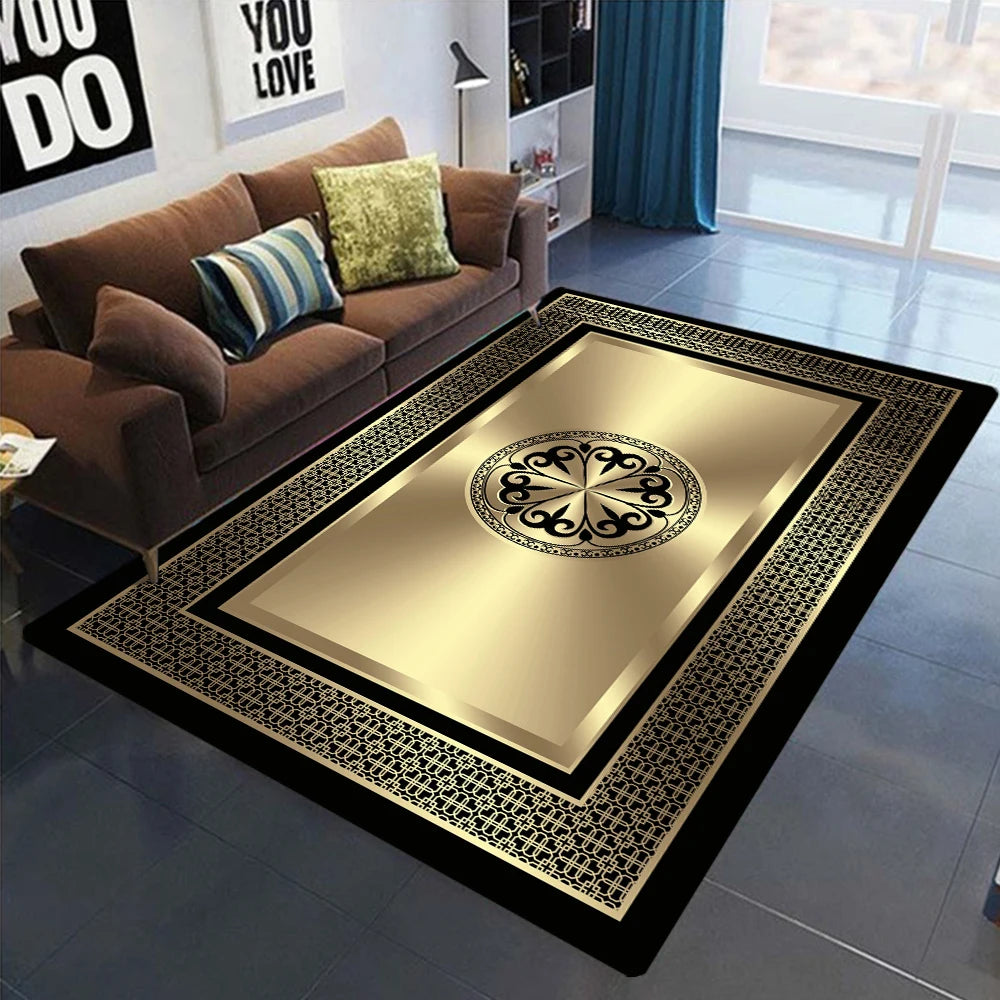 Gold Black Geometric Carpets Nordic Luxury Living Room Rugs for Bedroom Sofa Table Beside Large Area Rug Home Decor Mats Tapete