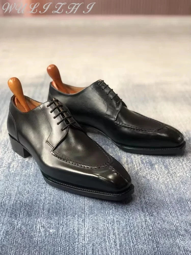 Men's Wedding Shoes Genuine Leather Formal Banquet Cowhide Shoes Young Business Comfortable Derby Shoes Lace Up Office Shoe - Acros
