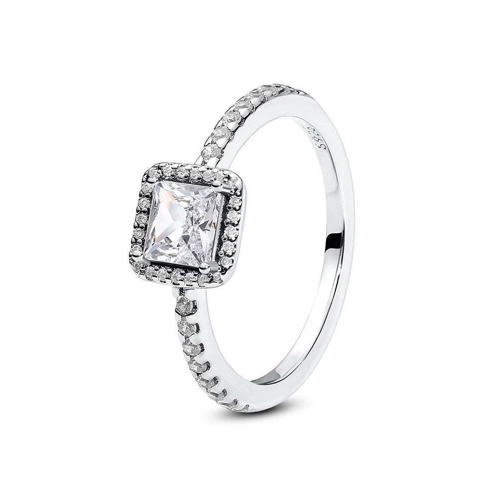 Sterling silver crown love heart wishbone engagement ring with rose gold crystals, elegant jewelry for women by Ansoff