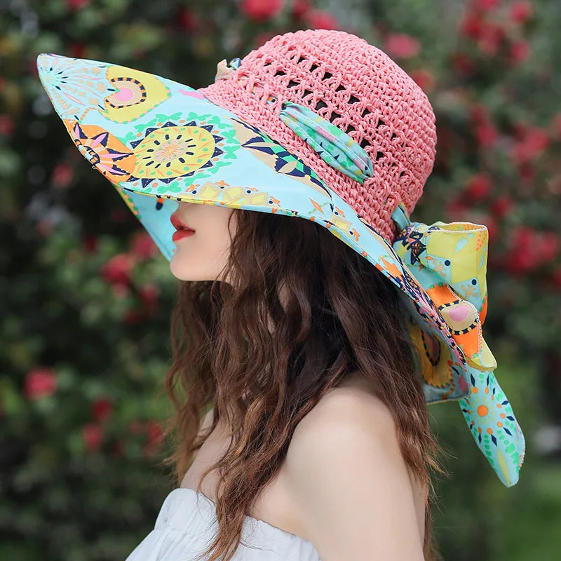Summer Women's Dayan Sunscreen and Sunshade Fishing Hat Ethnic Style Grass Hat UV Protection Beach Hat