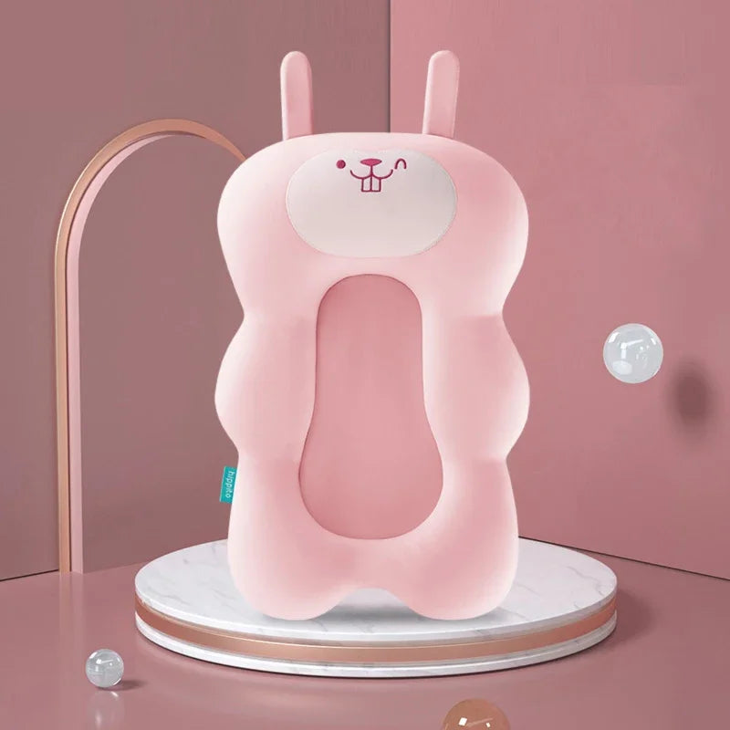 Ansoff baby shower bath tub pad with non-slip surface, soft animal-shaped cushion for newborn safety and comfort during bath time