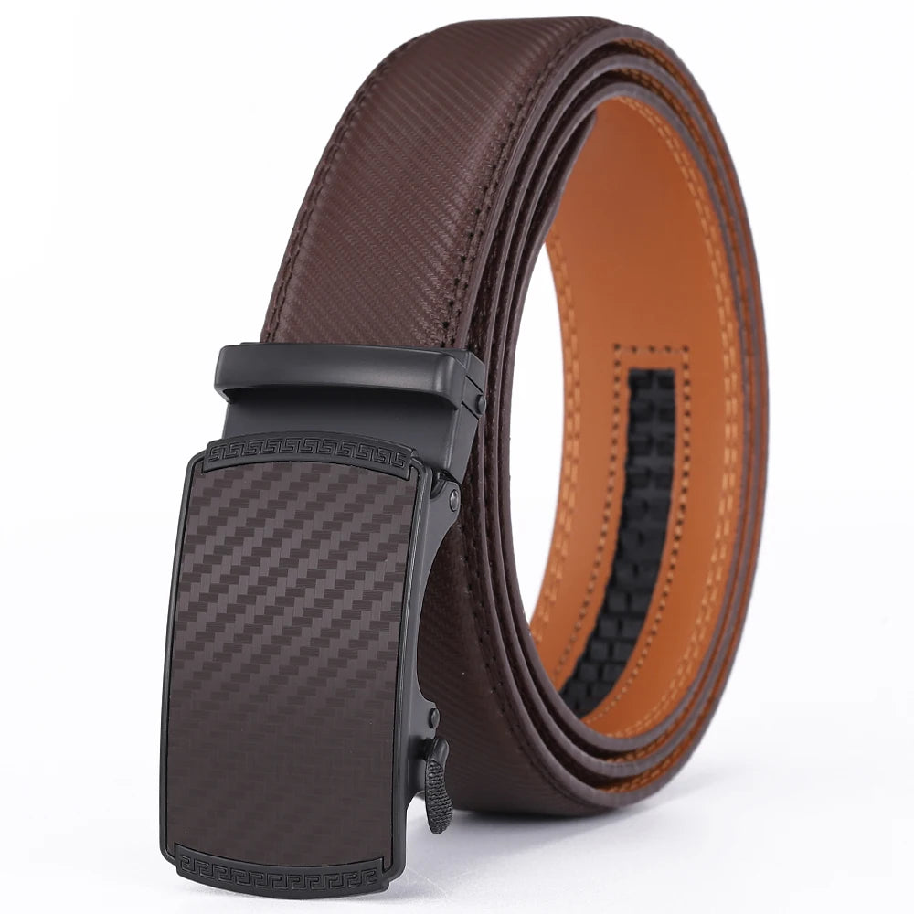 Men's genuine leather belt by Ansoff with alloy automatic buckle, stylish blue design, perfect for business and fashion.