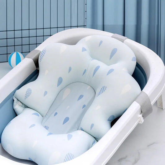 Ansoff baby shower bath tub pad with non-slip surface, soft animal-shaped cushion for newborn safety and comfort during bath time.