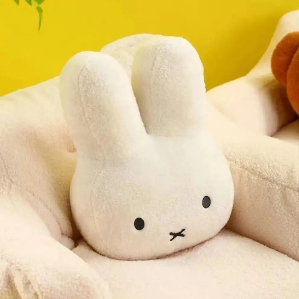 Ansoff Miffy plush doll with black eyes, soft kawaii bed pillow, comfortable sofa cushion, ideal gift for girls and boys