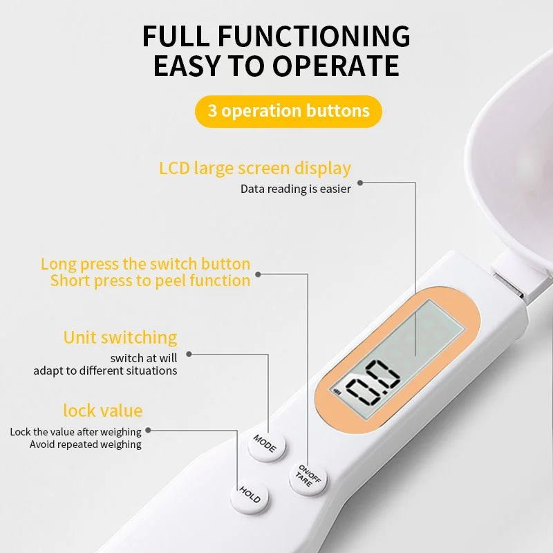 Mini Spoon Scale Digital Kitchen Scale Electronic LCD Food Scale 0.1-500g Cooking Flour Milk Coffee Powder Weight Measure Spoon - Acros