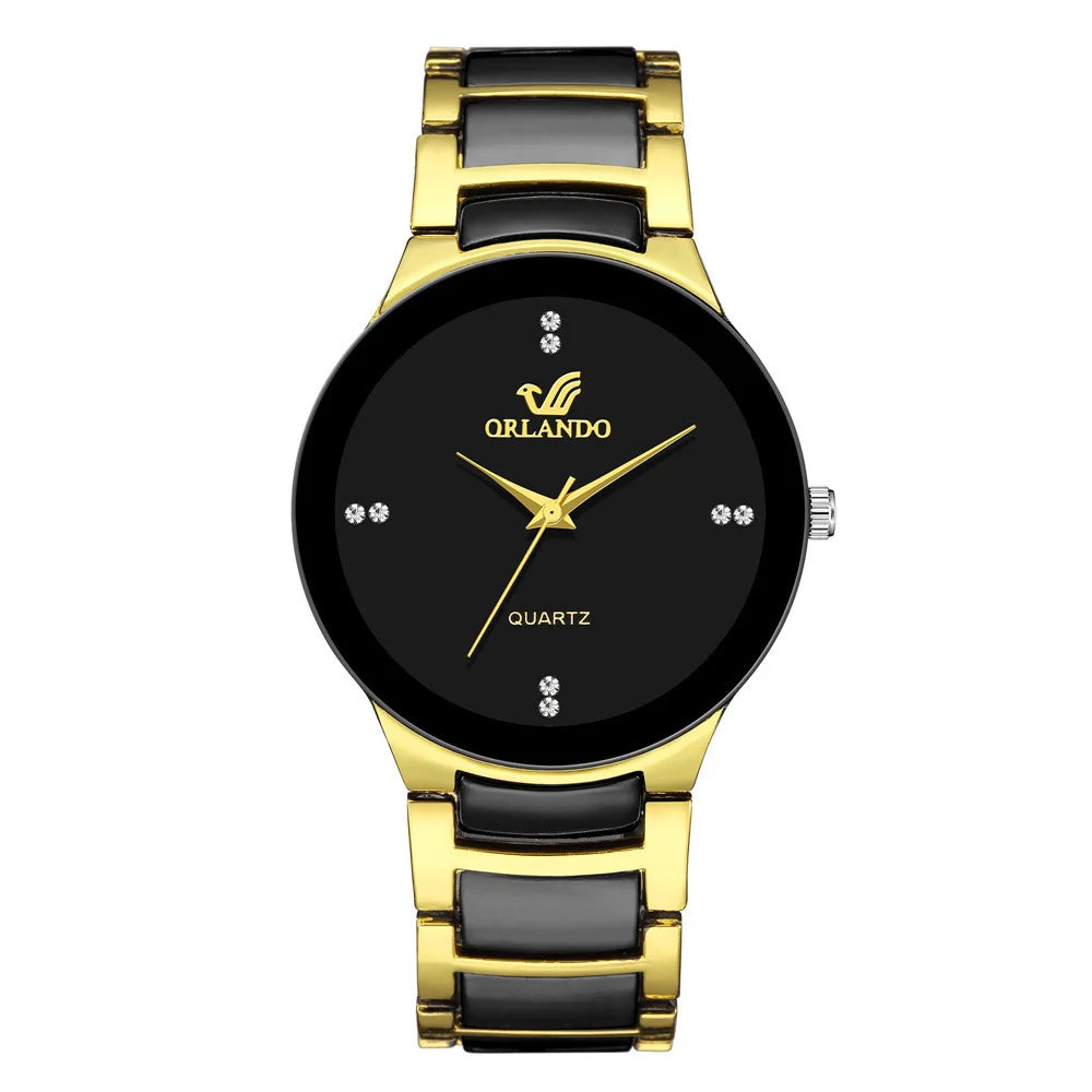 Ansoff men's black dial steel quartz business watch with sleek design and silver-tone case, showcasing a modern, professional look.