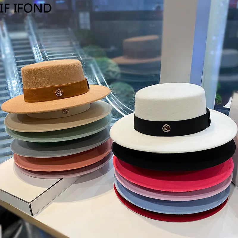 Elegant women's fedora hat by Ansoff with a ribbon band, stylish felt design, suitable for weddings, church events, and jazz fashion.