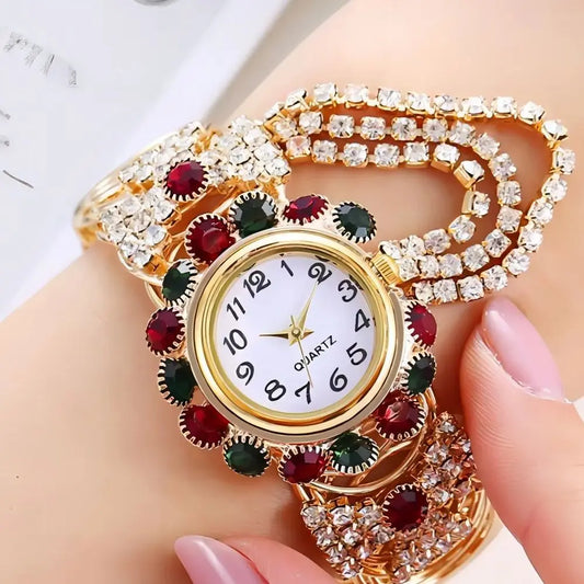 Luxury Women Quartz Wristwatch Fashion Ladies Watches Diamond Rhinestone Alloy Steel Strap Clock Waterproof