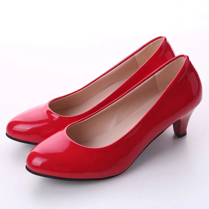 Shoes Ladies Pumps Medium Heel Nude Sexy High Heels Weeding Shoes Women Office Work White Pumps Party Shoes - Acros