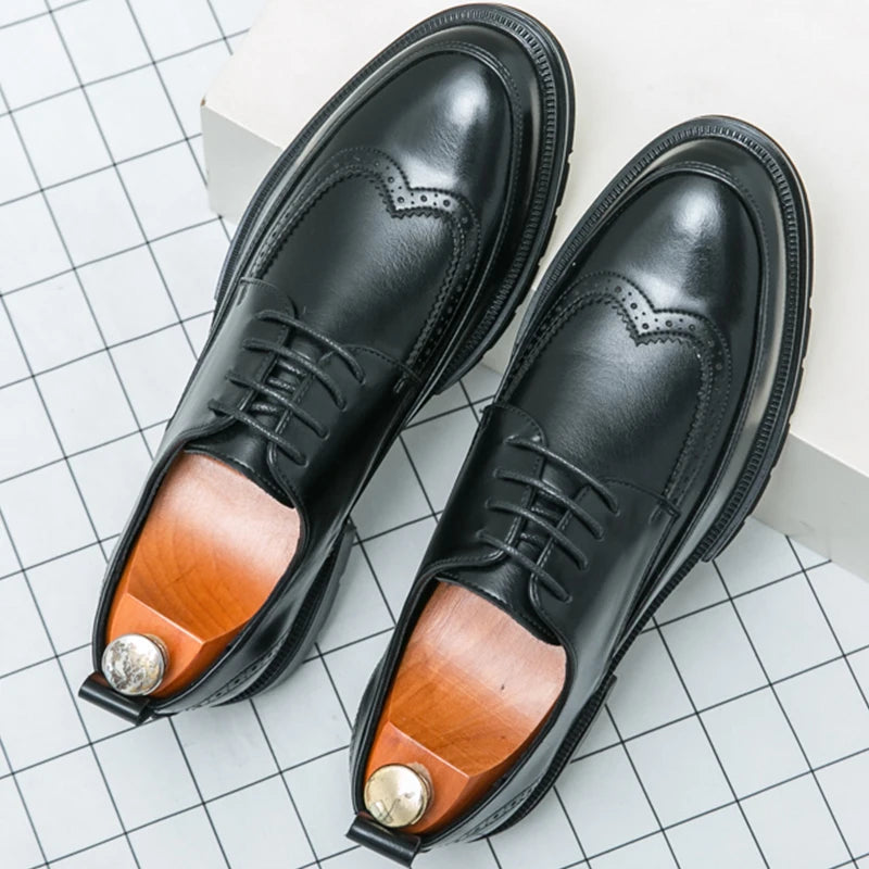 Men's Dress Shoes Fashion Office Business Leather Shoes For Men Classic Wedding Brogues Social Formal Shoes Man