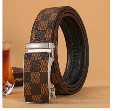 Ansoff men's luxury leather belt with metal buckle, high-quality designer business belt for jeans and casual wear.