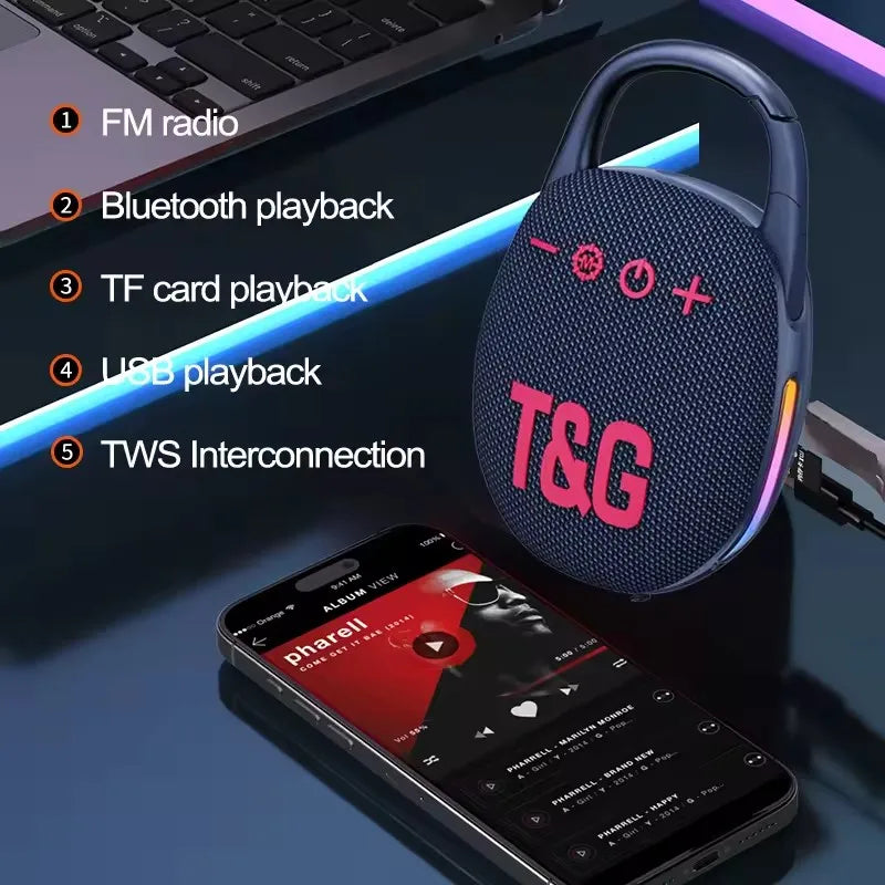 Speaker TG447 Portable Bluetooth5.3 Speakers HiFi Sound Quality TWS Interconnection Suport FM Radio TF Card Playback Low Latency