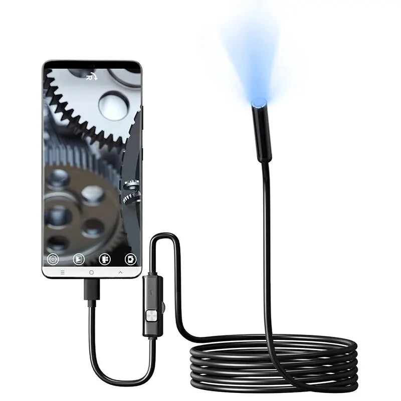 Ansoff 7.0mm USB Type-C endoscope camera with flexible waterproof design, 6 LEDs, adjustable focus for phone and PC inspections.