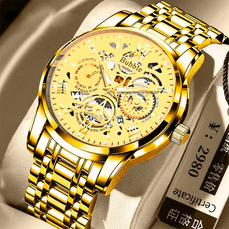UTHAI L93 Multi functional luxury quartz watch, fashionable and high-end luxury men's watch, Roman hollow design clock