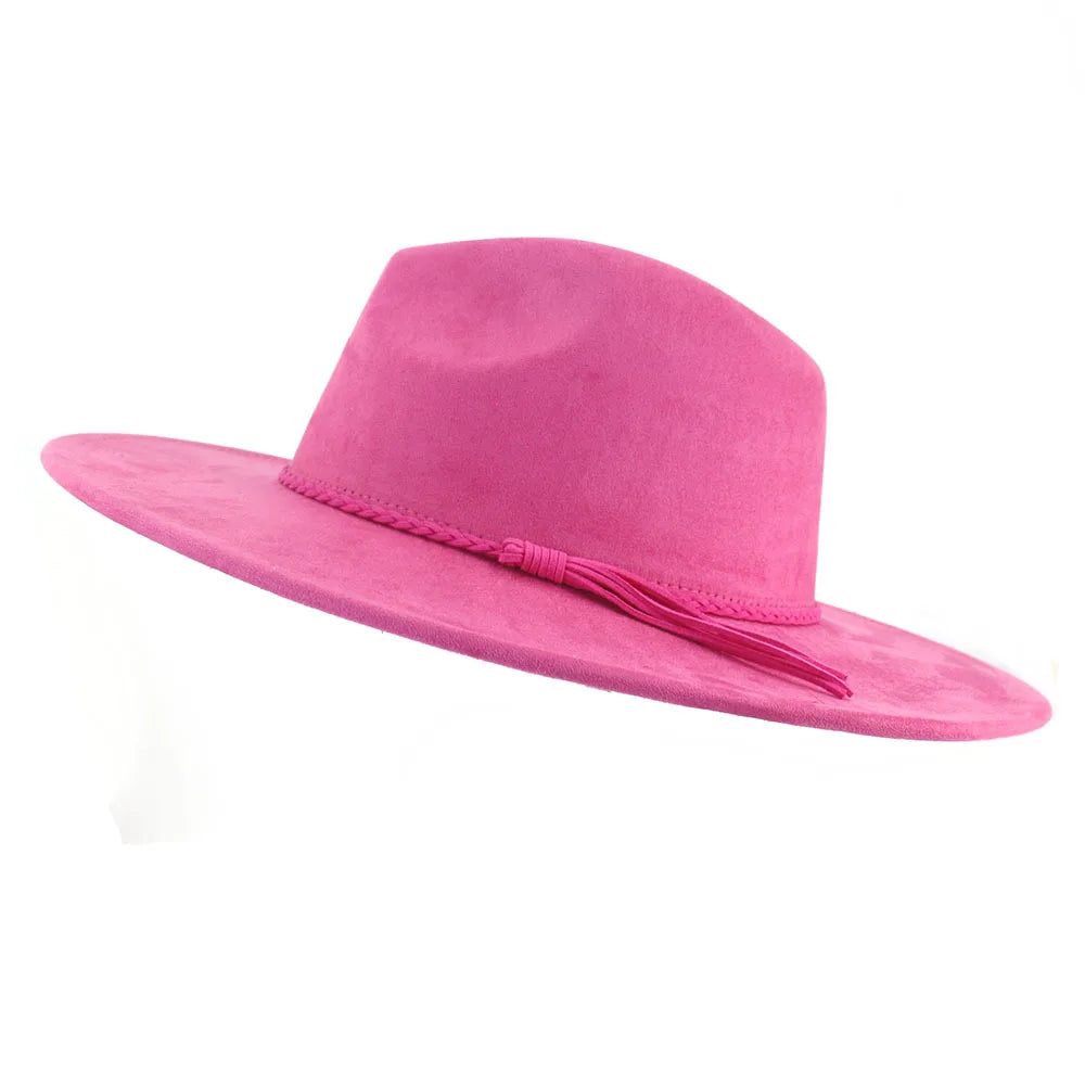 Ansoff Malachite Green suede fedora hat with wide brim, suitable for men and women, autumn winter felt hat, classic church style