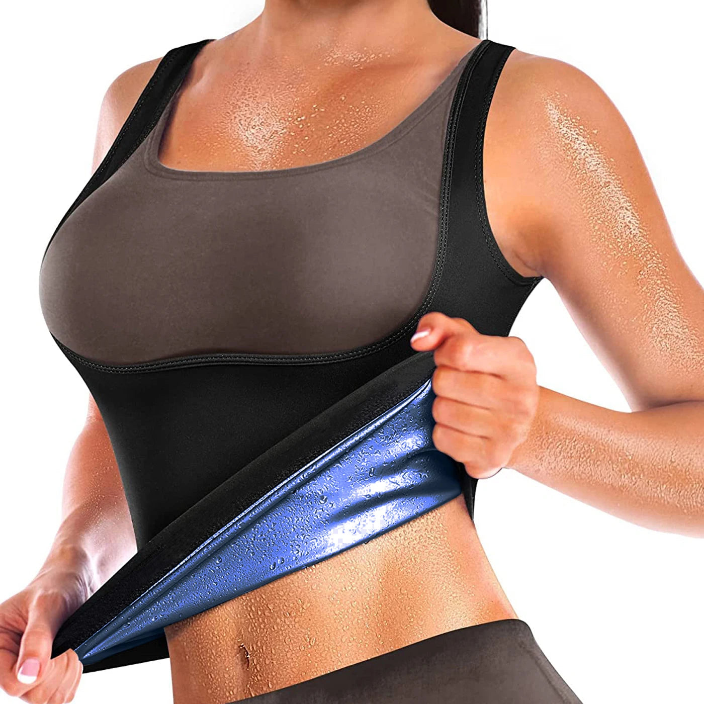 Sweat Vest Sauna Sweat Suit for Women Sauna Shirt Shapewear Blue - Acros