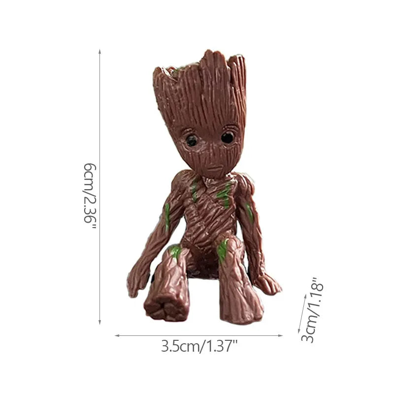 Miniature Groot figurine from Ansoff, 5cm handcraft desk decor, cartoon tree ornament for home office decoration.