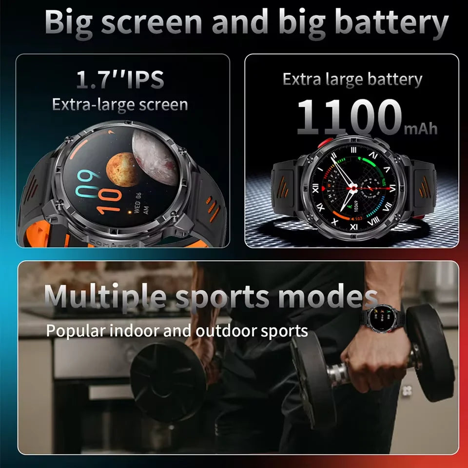 New T-Rex3 Ultra 1100mAh Battery Smart Watch GPS Track Compass IP69K Waterproof Sports tracker Outdoors Military Smartwatches - Acros